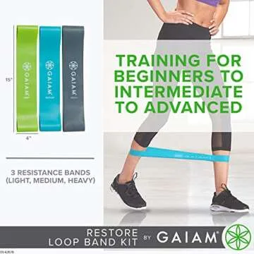 Gaiam Mini Band Kit for Lower Body Workouts - 3 Levels
