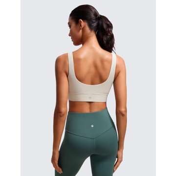 CRZ YOGA Butterluxe Womens U Back Sports Bra - Scoop Neck Padded Low Impact Yoga Clothes Workout Cro...