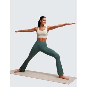 CRZ YOGA Butterluxe Womens U Back Sports Bra - Scoop Neck Padded Low Impact Yoga Clothes Workout Crop Top with Built in Pads Mojave Tan Medium