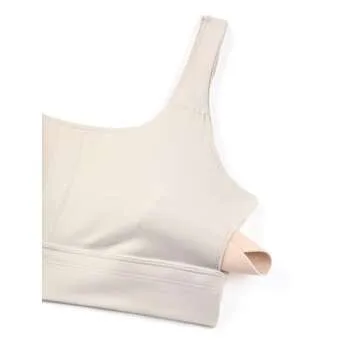 CRZ YOGA Butterluxe Womens U Back Sports Bra - Scoop Neck Padded Low Impact Yoga Clothes Workout Crop Top with Built in Pads Mojave Tan Medium