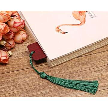 Tupalizy Mini Silky Handmade Soft Flossy Bookmark Tassels with Cord Loop for Keychain Earring Jewelry Making, Souvenir, Graduation, Clothing Sewing, Gift Tag DIY Craft Projects, 20PCS (Dark Green)