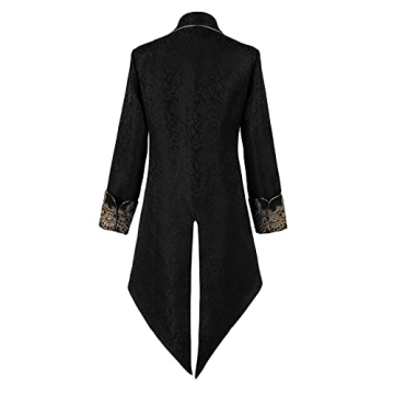Taamlou Men's Medieval Tailcoat Embroidery Gothic Jacket