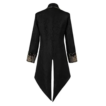 Taamlou Men's Medieval Tailcoat Embroidery Gothic Jacket