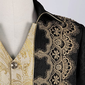 Taamlou Men's Medieval Tailcoat Embroidery Gothic Jacket