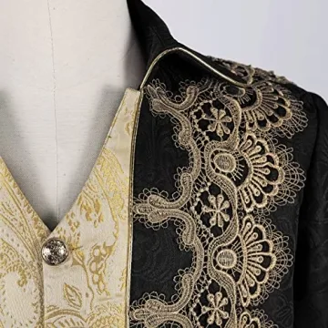 Taamlou Men's Medieval Tailcoat Embroidery Gothic Jacket