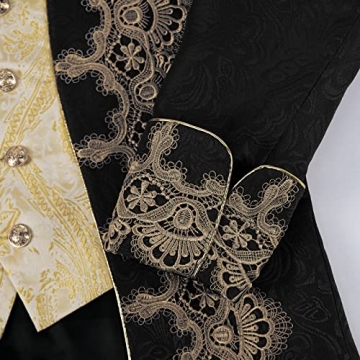 Taamlou Men's Medieval Tailcoat Embroidery Gothic Jacket