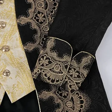 Taamlou Men's Medieval Tailcoat Embroidery Gothic Jacket