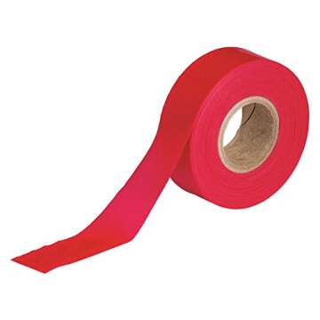 Brady Red Flagging Tape for Boundaries and Hazardous Areas - Non-Adhesive, 300' Roll, Bright Color V...
