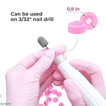 OsirideH2-25pcs Professional Nail Drill Bits Pink Nail Tech Supplies Electric Nail Filer Plastic Cap-Nail Art Tools Drill Dust Collector Dust Stopper Nail Drill Bit -Pink Drill Nail Dust Collectos