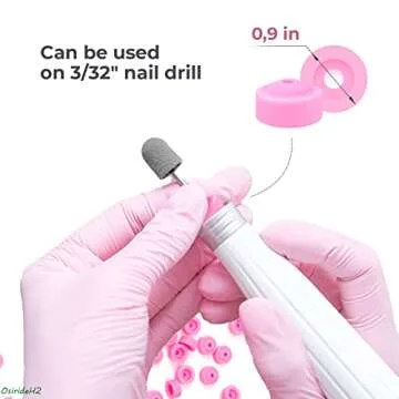 OsirideH2-25pcs Professional Nail Drill Bits Pink Nail Tech Supplies Electric Nail Filer Plastic Cap-Nail Art Tools Drill Dust Collector Dust Stopper Nail Drill Bit -Pink Drill Nail Dust Collectos