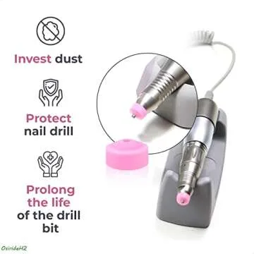 OsirideH2-25pcs Professional Nail Drill Bits Pink Nail Tech Supplies Electric Nail Filer Plastic Cap-Nail Art Tools Drill Dust Collector Dust Stopper Nail Drill Bit -Pink Drill Nail Dust Collectos