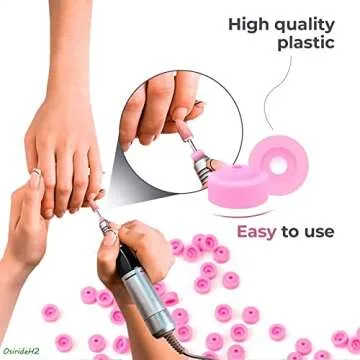 OsirideH2-25pcs Professional Nail Drill Bits Pink Nail Tech Supplies Electric Nail Filer Plastic Cap-Nail Art Tools Drill Dust Collector Dust Stopper Nail Drill Bit -Pink Drill Nail Dust Collectos