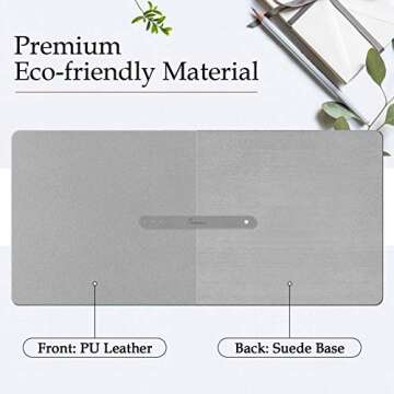 TOWWI PU Leather Desk Pad with Suede Base, Multi-Color Non-Slip Mouse Pad, 32” x 16” Waterproof Desk Writing Mat, Large Desk Blotter Protector (Gray)