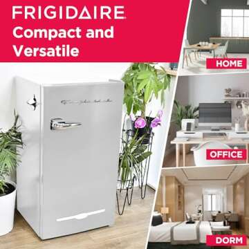 Frigidaire Retro Compact Fridge with Chiller, 3.2 cu ft Countertop Fridge with Built-In Bottle Opene...
