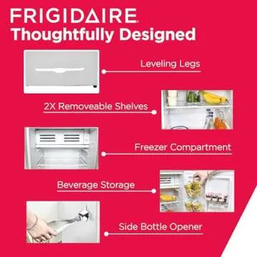 Frigidaire Retro Compact Fridge with Chiller, 3.2 cu ft Countertop Fridge with Built-In Bottle Opener, Compact Refrigerator for Office, Bedroom, Dorm Room or Cabin - 16.5"D x 19"W x 31"H (Moonbeam)