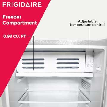 Frigidaire Retro Compact Fridge with Chiller, 3.2 cu ft Countertop Fridge with Built-In Bottle Opener, Compact Refrigerator for Office, Bedroom, Dorm Room or Cabin - 16.5"D x 19"W x 31"H (Moonbeam)