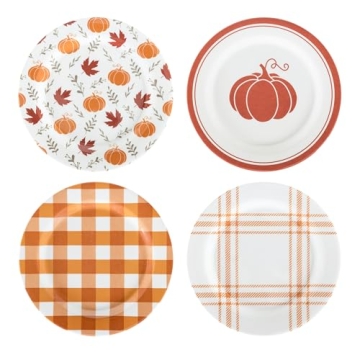 C.R. Gibson Leaf Reusable Melamine Set – Fall Plates for Thanksgiving