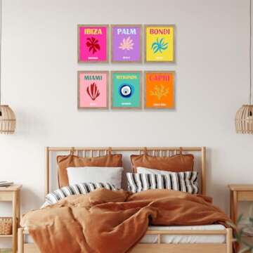Preppy Travel Wall Decor, Preppy Room Decor Aesthetic Wall Art PrintsCollage Colorful Abstract Poster, Preppy Posters Room Aesthetic for Teen Girl Room Bedroom