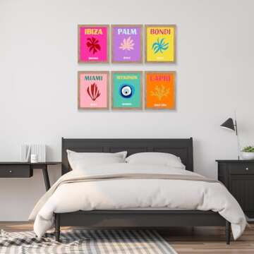 Preppy Travel Wall Decor, Preppy Room Decor Aesthetic Wall Art PrintsCollage Colorful Abstract Poster, Preppy Posters Room Aesthetic for Teen Girl Room Bedroom