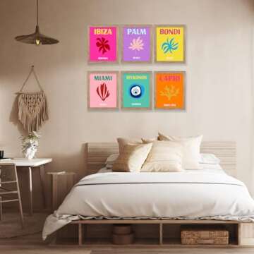 Preppy Travel Wall Decor, Preppy Room Decor Aesthetic Wall Art PrintsCollage Colorful Abstract Poster, Preppy Posters Room Aesthetic for Teen Girl Room Bedroom