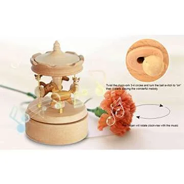LILYXIN Horse-Shaped Music Box - Handmade Wooden Decor