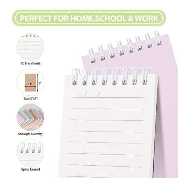 Ddaowanx Small Notebooks,3x5 Pocket Spiral Notepads With Lined Pages - The Perfect Little Mini Notebook to Stay Organized and Boost Productivity at Work or School (8, Cute Colors)