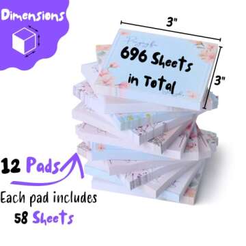 Mr. Pen- Sticky Notes, 3”x3”, 12 Pads, Floral Sticky Notes, Sticky Note, Self-Stick Note Pads, S...