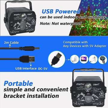Party DJ Lights with Remote Control, Portable Mini Disco Ball Stage Light, Sound Activated USB Power...