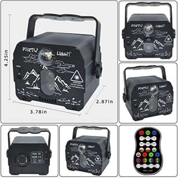 Party DJ Lights with Remote Control, Portable Mini Disco Ball Stage Light, Sound Activated USB Powered Bright RGB Led Projector Strobe Lamp for Room Home Decor Birthday Gift Bar Rave Karaoke Xmas Show