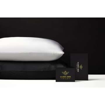 QUEEN BEE SILK - 2 Pack Silk Pillowcase for Hair and Skin - 22 Momme Mulberry Silk - Charmeuse Weave...