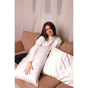 QUEEN BEE SILK - 2 Pack Silk Pillowcase for Hair and Skin - 22 Momme Mulberry Silk - Charmeuse Weave - Envelope Closure - Standard Size - White