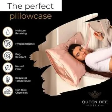 QUEEN BEE SILK - 2 Pack Silk Pillowcase for Hair and Skin - 22 Momme Mulberry Silk - Charmeuse Weave - Envelope Closure - Standard Size - White