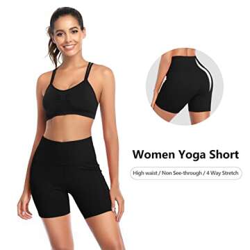 DAYOUNG Women Yoga Shorts High Waist Tummy Control Workout Biker Running Athletic Compression Short ...