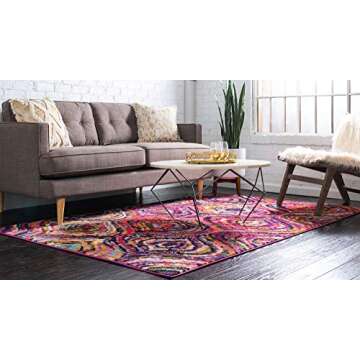 Unique Loom Estrella Collection Colorful, Abstract, Geometric, Gradient, Modern Area Rug, 6 ft 7 in x 9 ft 6 in, Multi/Pink