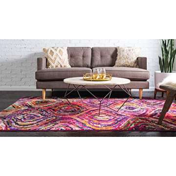 Unique Loom Estrella Collection Colorful, Abstract, Geometric, Gradient, Modern Area Rug, 6 ft 7 in x 9 ft 6 in, Multi/Pink