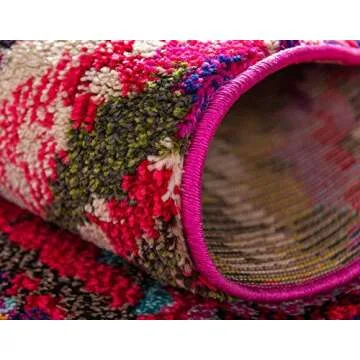 Unique Loom Estrella Collection Colorful, Abstract, Geometric, Gradient, Modern Area Rug, 6 ft 7 in x 9 ft 6 in, Multi/Pink