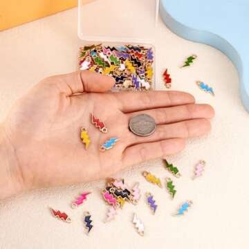 Craftdady 100Pcs Lightning Bolt Pendants in 10 Colors