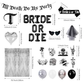 Bride or Die Bachelorette Party Decorations Set - 67pcs