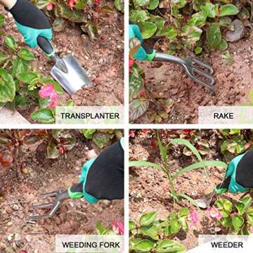 16 PCS Gardening Tools Kits, Gardening Tool Sets with Self Watering System for Flower and Vegetable Plants Care, Gardening Gifts for Men Women