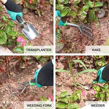 16 PCS Gardening Tools Kits, Gardening Tool Sets with Self Watering System for Flower and Vegetable Plants Care, Gardening Gifts for Men Women