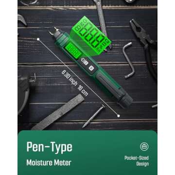 Wood Moisture Meter, TESMEN TWM-186 Portable Pen Moisture Meter, Pin-Type Humidity Tester with 2 Mod...