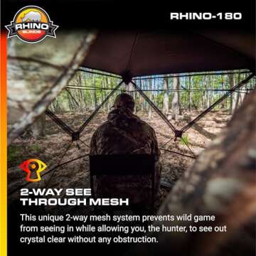 Rhino Blinds R180 3 Person See Through Hunting Ground Blind, Realtree Edge