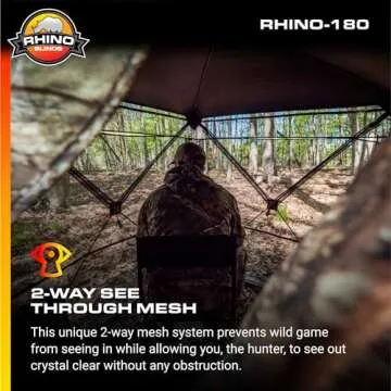 Rhino Blinds R180 3 Person See Through Hunting Ground Blind, Realtree Edge