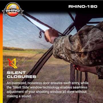 Rhino Blinds R180 3 Person See Through Hunting Ground Blind, Realtree Edge