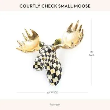 MACKENZIE-CHILDS Courtly Check Small Animal Wall Decor, Checkered Wall Art, Moose