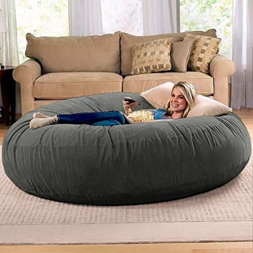 Jaxx 6 Foot Cocoon - Large Bean Bag Chair for Adults and Kids, Charcoal