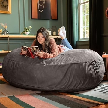 Jaxx 6 Foot Cocoon Bean Bag Chair in Charcoal for All Ages