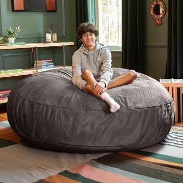 Jaxx 6 Foot Cocoon Bean Bag Chair in Charcoal for All Ages