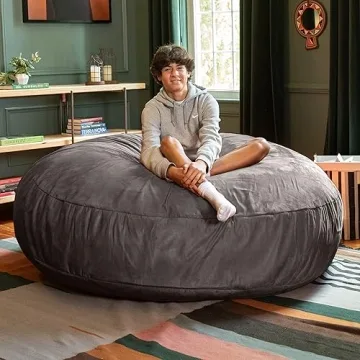 Jaxx 6 Foot Cocoon Bean Bag Chair in Charcoal for All Ages