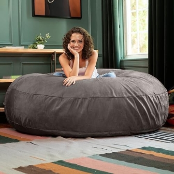 Jaxx 6 Foot Cocoon Bean Bag Chair in Charcoal for All Ages